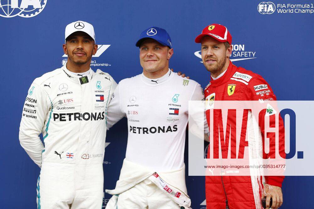 Motorsports: FIA Formula One World Championship WM Weltmeisterschaft 2018, Grand Prix of Austria, 44 Lewis Hamilton (GBR, Mercedes AMG Petronas Motorsport), 77 Valtteri Bottas (FIN, Mercedes AMG Petronas Motorsport), 5 Sebastian Vettel (GER, Scuderia Ferrari), Spielberg Austria