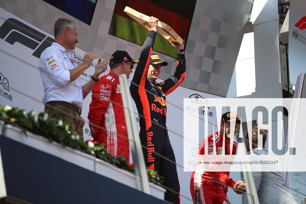 FORMULA 1 - GP of Austria 2018 SPIELBERG,AUSTRIA,01.JUL.18 - MOTORSPORTS - Grand Prix of Austria, Red Bull Ring. Image shows the rejoicing of Max Verstappen (NED Aston Martin Red Bull Racing). GEPAxpictures xChristianxWalgram