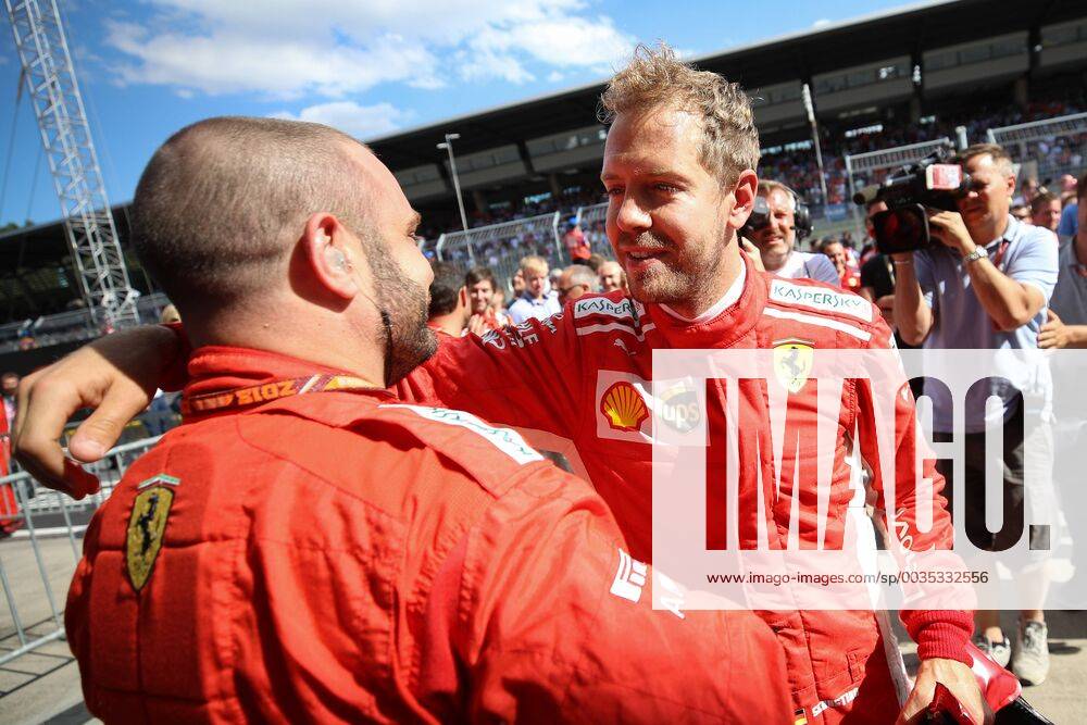 FORMULA 1 - GP of Austria 2018 SPIELBERG,AUSTRIA,01.JUL.18 - MOTORSPORTS - Grand Prix of Austria, Red Bull Ring. Image shows the rejoicing of Sebastian Vettel (GER Ferrari). GEPAxpictures xChristianxWalgram