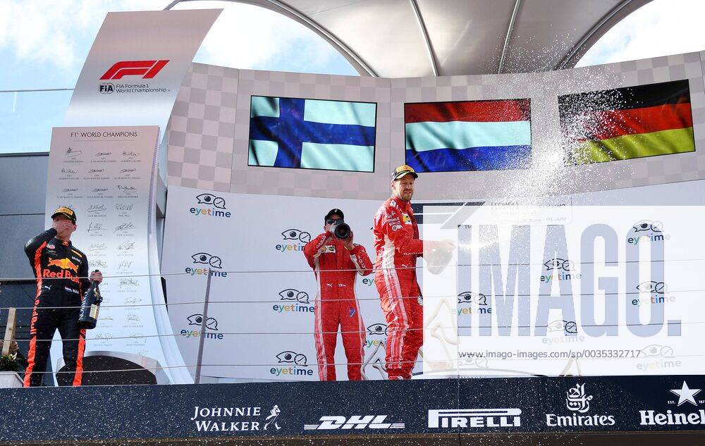 Sebastian Vettel Scuderia Ferrari at the champagne shower Formula 1 Grand Prix of Austria Red Bull Ring 01 07 2018 2018 Formula 1 Grand Prix of Austria Red Bull Ring 01 07 2018 Spielberg