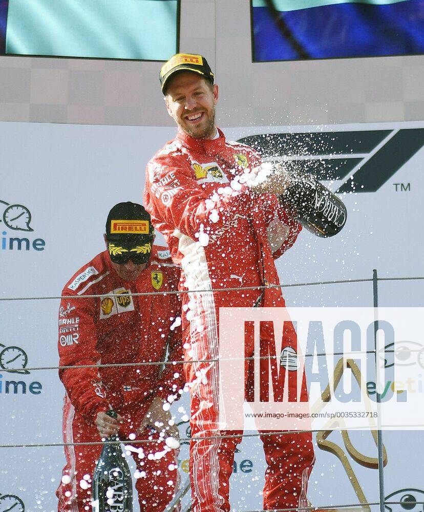 Sebastian Vettel Scuderia Ferrari at the champagne shower Formula 1 Grand Prix of Austria Red Bull Ring 01 07 2018 2018 Formula 1 Grand Prix of Austria Red Bull Ring 01 07 2018 Spielberg