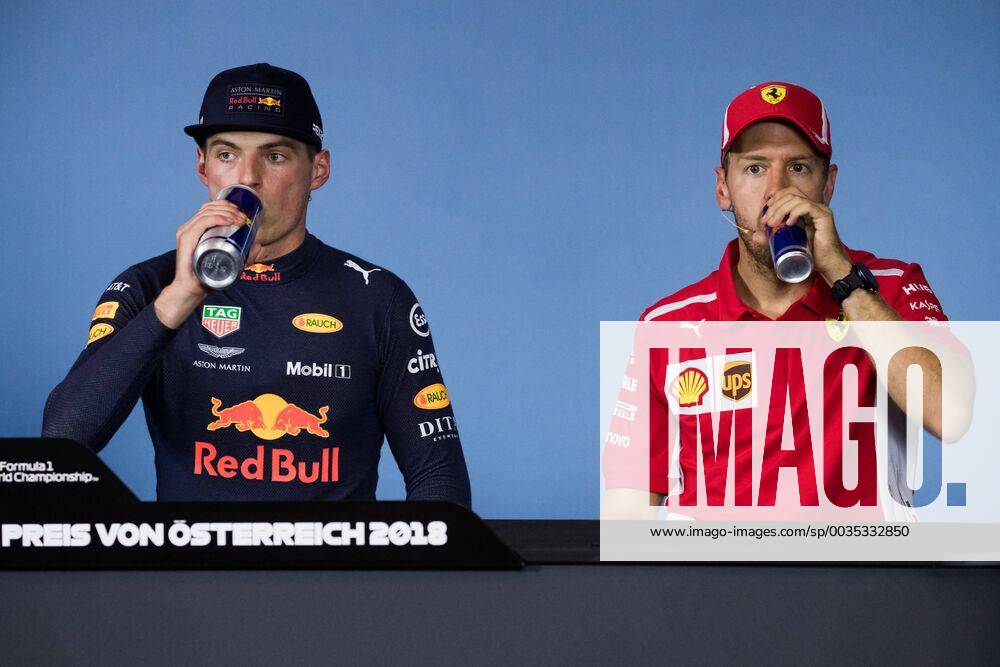 FORMULA 1 - GP of Austria 2018 SPIELBERG,AUSTRIA,01.JUL.18 - MOTORSPORTS - Grand Prix of Austria, Red Bull Ring. Image shows Max Verstappen (NED Red Bull Racing) and Sebastian Vettel (GER Ferrari). GEPAxpictures xDanielxGoetzhaber