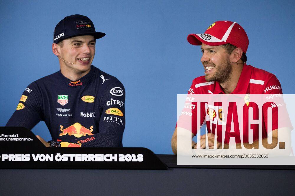 FORMULA 1 - GP of Austria 2018 SPIELBERG,AUSTRIA,01.JUL.18 - MOTORSPORTS - Grand Prix of Austria, Red Bull Ring. Image shows Max Verstappen (NED Red Bull Racing) and Sebastian Vettel (GER Ferrari). GEPAxpictures xDanielxGoetzhaber