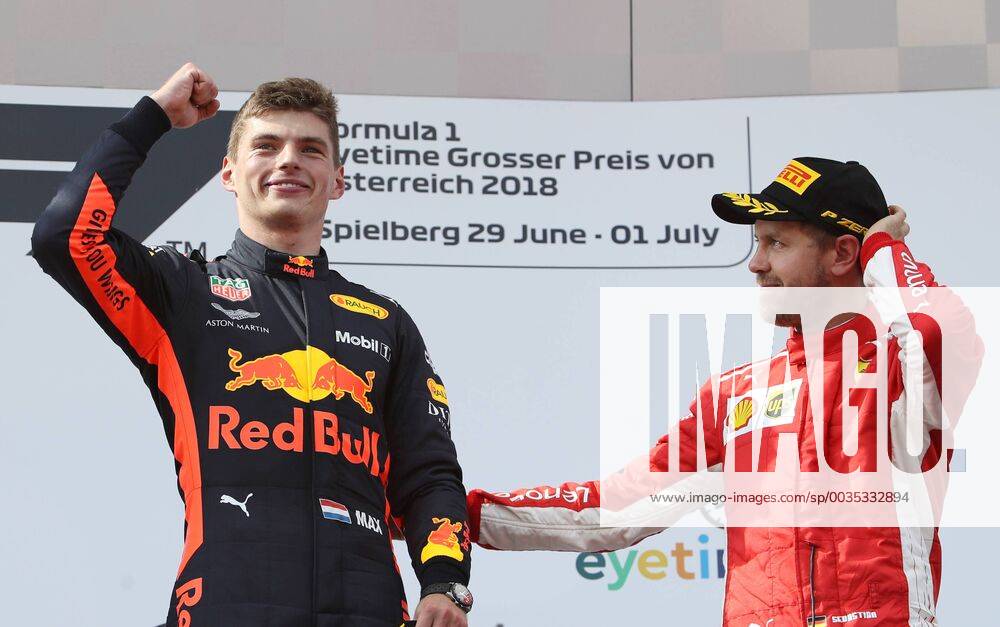 MOTORSPORTS - The Flying Bulls Air Show SPIELBERG,AUSTRIA,01.JUL.18 - MOTORSPORTS - The Flying Bulls Air Show. Image shows Max Verstappen (NED Red Bull Racing) and Sebastian Vettel (GER Ferrari). GEPAxpictures xAndreasxPranter