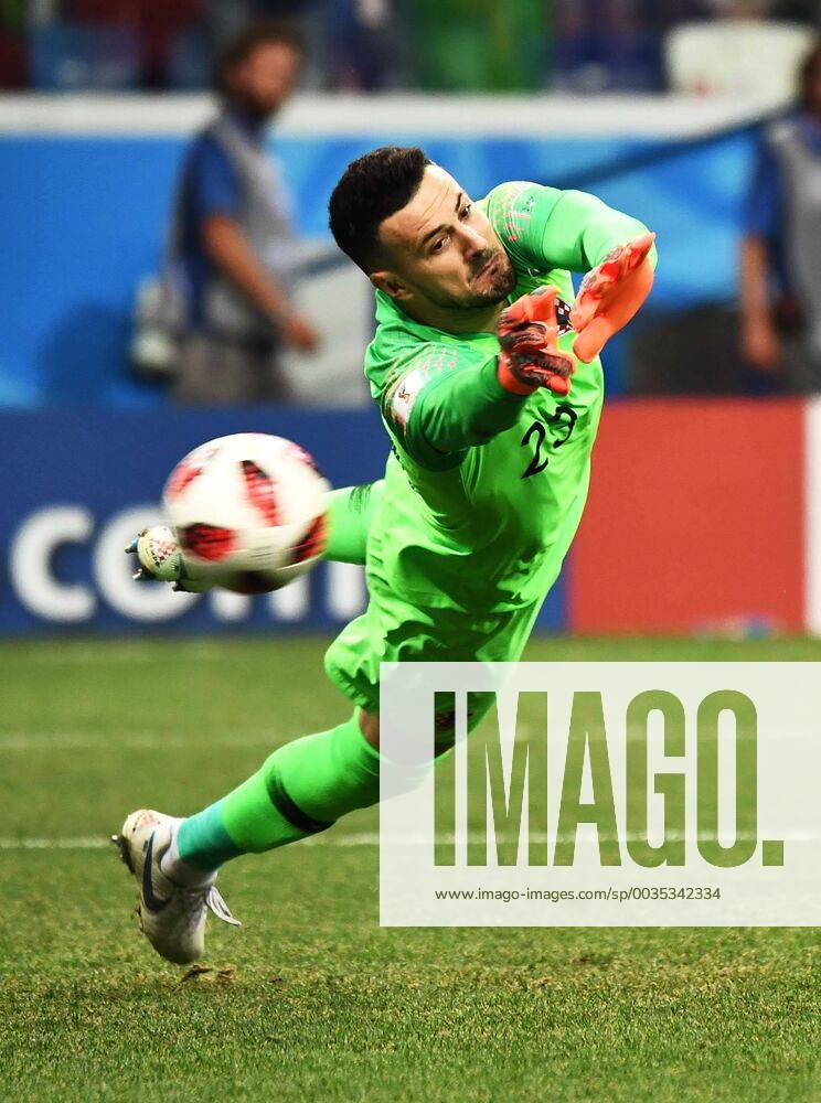 Goalkeeper Danijel Subasic of Croatia saves a penalty kick against Denmark in the Round of 16 match during the FIFA World Cup WM Weltmeisterschaft Fussball 2018 in Nizhny Novgorod, Russia, 1 July 2018. Croatia has come back after conceding in the opening minute to earn a World Cup quarter-final berth, edging Denmark 3-2 in a penalty shootout after the two sides drew 1-1 in the round of 16 match. It could have wrapped up the result five minutes from the end of extra-time, but Luka Modric had his penalty saved by Kasper Schmeichel. However, the Croatia captain returned to bravely take one of the post-match kicks as goalkeeper Danijel Subasic save three of Denmark s efforts to set up a quarter-final meeting with Russia. Croatia beats Denmark on penalties after controversial 1-1 draw to reach quarter-finals 20180702_24477