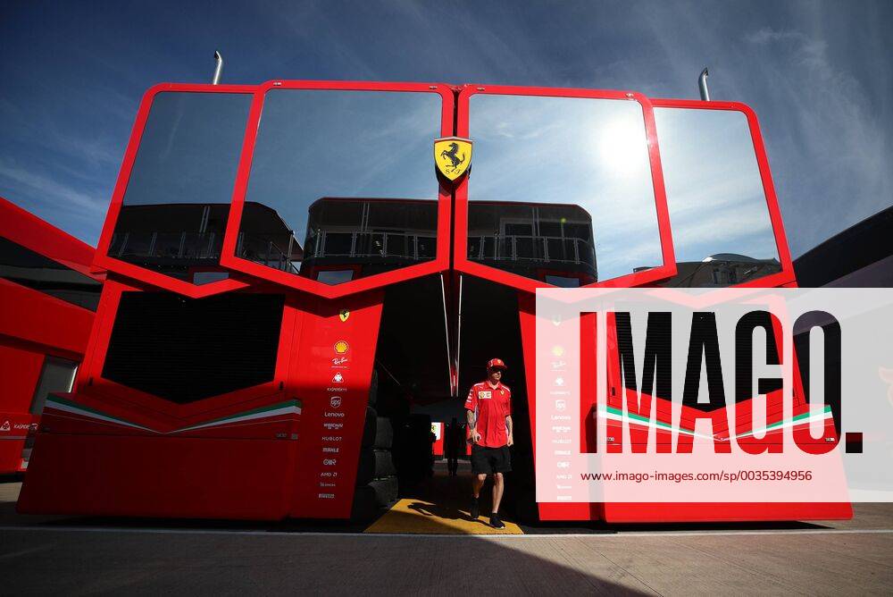 Kimi Raikkoenen Scuderia Ferrari is leaving the Ferrari-building AUT FIA Formula 1 Grand Prix of Great Britain Silverstone
