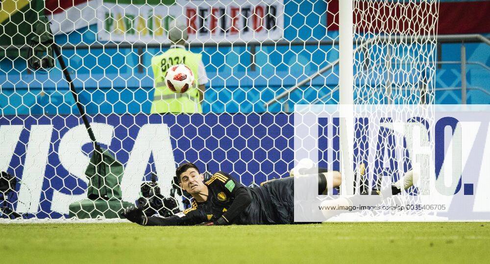 Kazan 06 07 2018 Goalkeeper Thibaut Courtois Belgium Brazil Belgium
