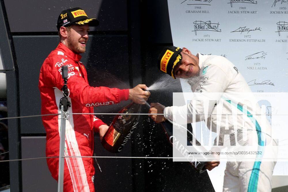 Motorsports: FIA Formula One World Championship WM Weltmeisterschaft 2018, Grand Prix of Great Britain, 5 Sebastian Vettel (GER, Scuderia Ferrari), 44 Lewis Hamilton (GBR, Mercedes AMG Petronas Motorsport), Silverstone Great Britain