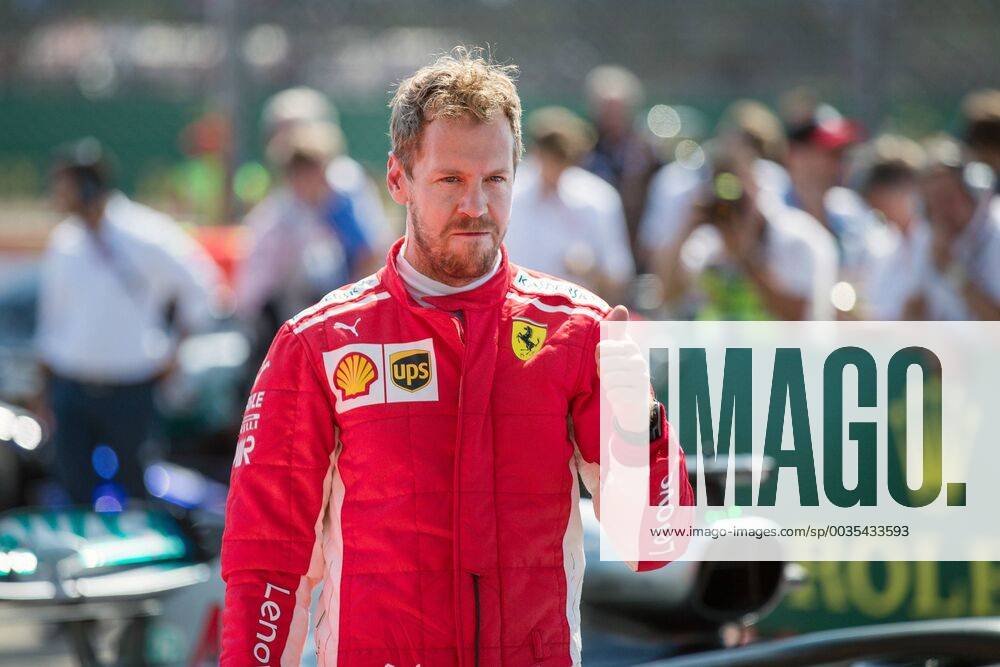 Sebastian Vettel Scuderia Ferrari after winning the UK Grand Prix GBR FIA Formula 1 Grand Prix of Great Britain Race Silverstone