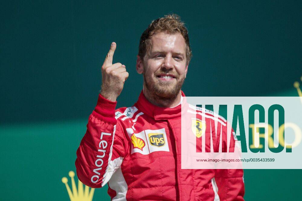 Sebastian Vettel Scuderia Ferrari after winning the UK Grand Prix GBR FIA Formula 1 Grand Prix of Great Britain Race Silverstone