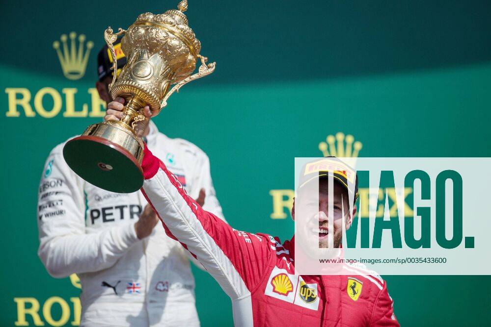 Sebastian Vettel Scuderia Ferrari after winning the UK Grand Prix GBR FIA Formula 1 Grand Prix of Great Britain Race Silverstone
