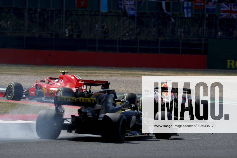 Motorsports: FIA Formula One World Championship WM Weltmeisterschaft 2018, Grand Prix of Great Britain, 7 Kimi Raikkonen (FIN, Scuderia Ferrari), 3 Daniel Ricciardo (AUS, Aston Martin Red Bull Racing), 27 Nico Hulkenberg (GER, Renault Formula One Team), Silverstone Great Britain