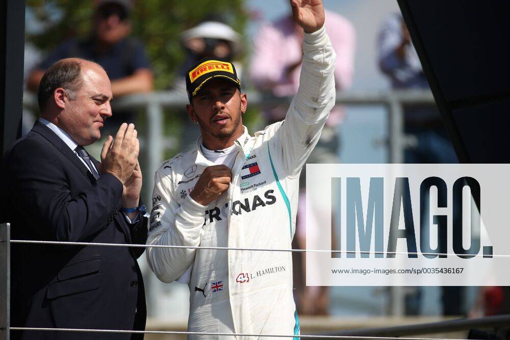 Photo4 LaPresse 08 07 2018 Silverstone, England Grand Prix Formula One England 2018 In the pic: Podium, 2nd place Lewis Hamilton (GBR) Mercedes AMG F1 W09
