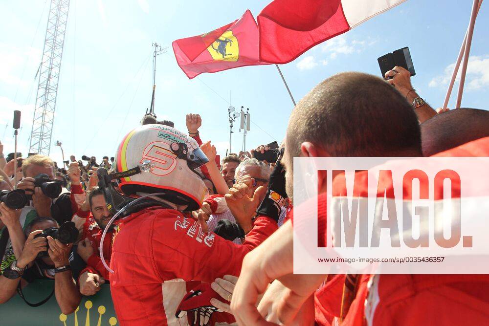 Photo4 LaPresse 08 07 2018 Silverstone, England Grand Prix Formula One England 2018 In the pic: Celebration in parc fermee, Sebastian Vettel (GER) Scuderia Ferrari SF71H