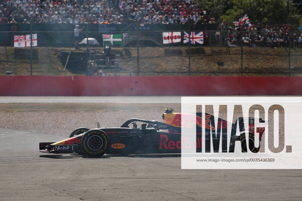 Photo4 LaPresse 08 07 2018 Silverstone, England Grand Prix Formula One England 2018 In the pic: Race, Max Verstappen (NED) Red Bull Racing RB14 in the gravel
