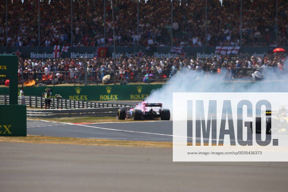 Photo4 LaPresse 08 07 2018 Silverstone, England Grand Prix Formula One England 2018 In the pic: Race, Sergio Perez (MEX) Sahara Force India F1 VJM11 spin