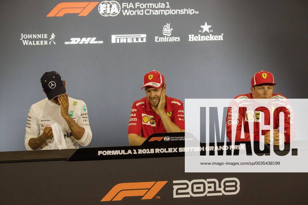 Lr Lewis Hamilton Mercedes AMG Petronas Formula One Team Sebastian Vettel Scuderia Ferrari Kimi Raikkoenen Scuderia Ferrari GBR FIA Formula 1 Grand Prix of Great Britain Race Silverstone