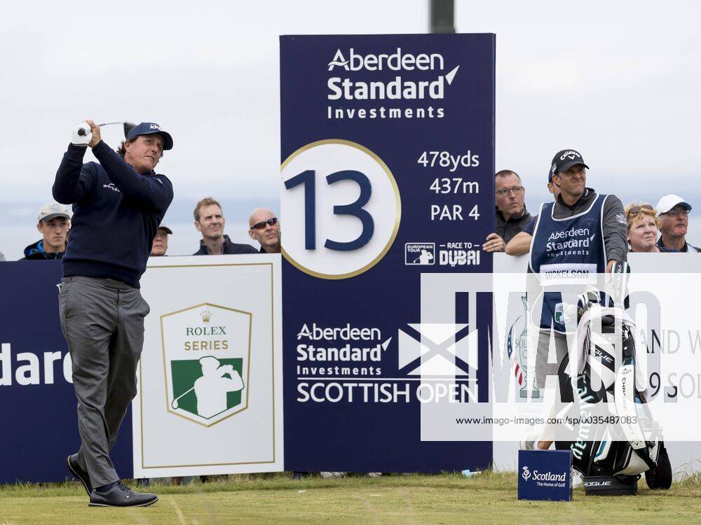 12th July 2018, Gullane Golf Club, Gullane, Scotland; Aberdeen Investments Scottish Open Golf, 1st round; Phil Mickelson drive on the 12th Tee ActionPlus12046731 AlanxRennie
