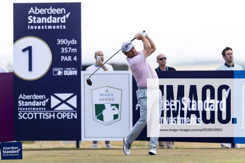 15th July 2018, Gullane Golf Club, Gullane, Scotland; Aberdeen Investments Scottish Open Golf, 4th round; Graeme McDowell on the first tee ActionPlus12047858 AlanxRennie