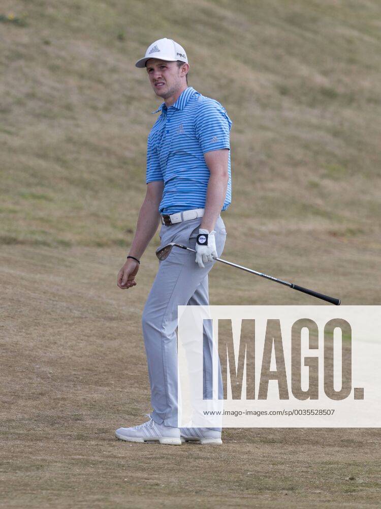 15th July 2018, Gullane Golf Club, Gullane, Scotland; Aberdeen Investments Scottish Open Golf, 4th round; Connor Syme plays to the green on the first fairway ActionPlus12047867 AlanxRennie