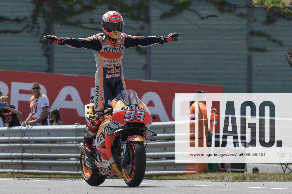 After the race The winner Marc Marquez ESP Honda Repsol Honda Team Motorcycle Grand Prix Germany 2018 MotoGP Race 15 07 2018 Hohenstein Ernstthal Saxony Germany Germany