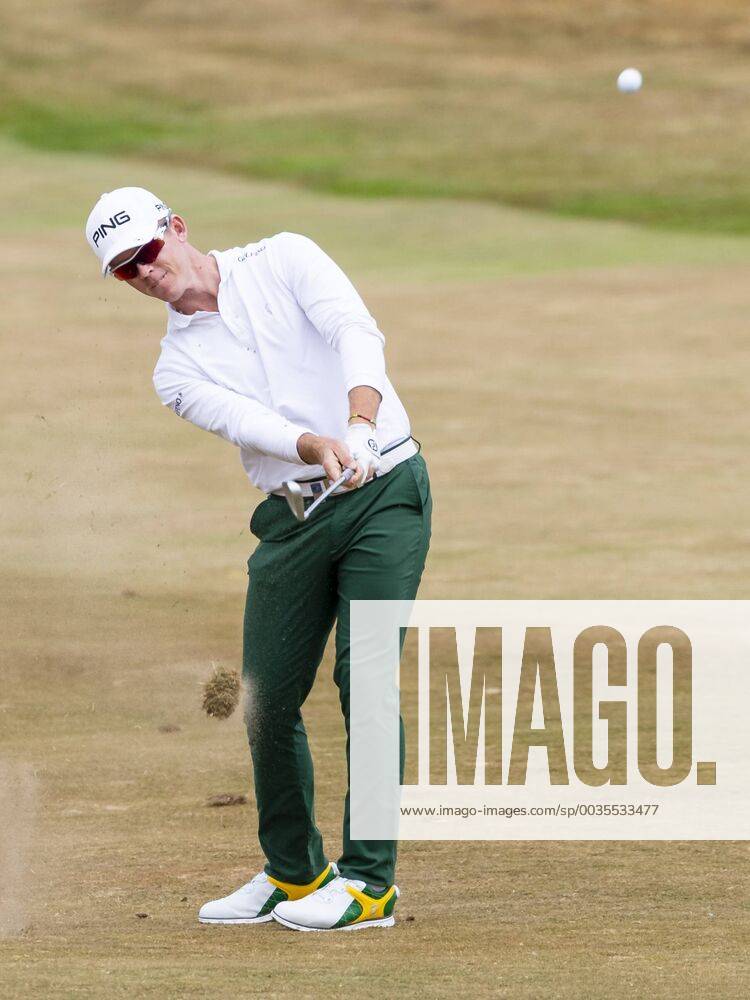15th July 2018, Gullane Golf Club, Gullane, Scotland; Aberdeen Investments Scottish Open Golf, 4th round; Brandon Stone approach shot on the first fairway ActionPlus12047989 AlanxRennie