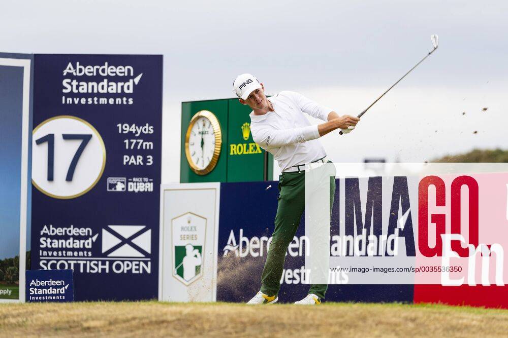 15th July 2018, Gullane Golf Club, Gullane, Scotland; Aberdeen Investments Scottish Open Golf, 4th round; Brandon Stone tee shot on the 17th as he headed for a closing round 60 ActionPlus12048148 AlanxRennie