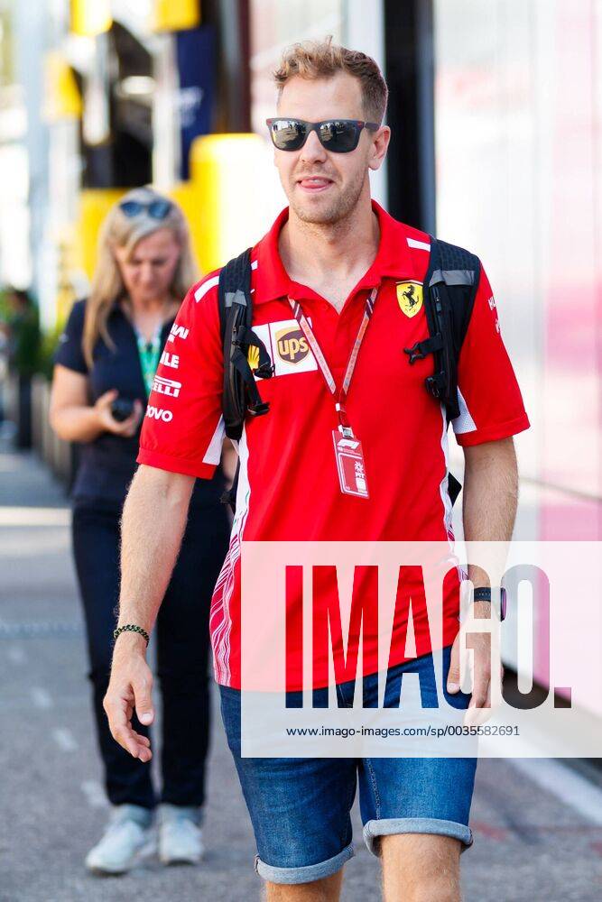 Sebastian Vettel Scuderia Ferrari arrives at the Grand Prix of Germany 2018 Motorsport Formula 1 19 07 2018 Grand Prix of Germany 2018 Motorsport Formula 1 19 07 2018 Hockenheim