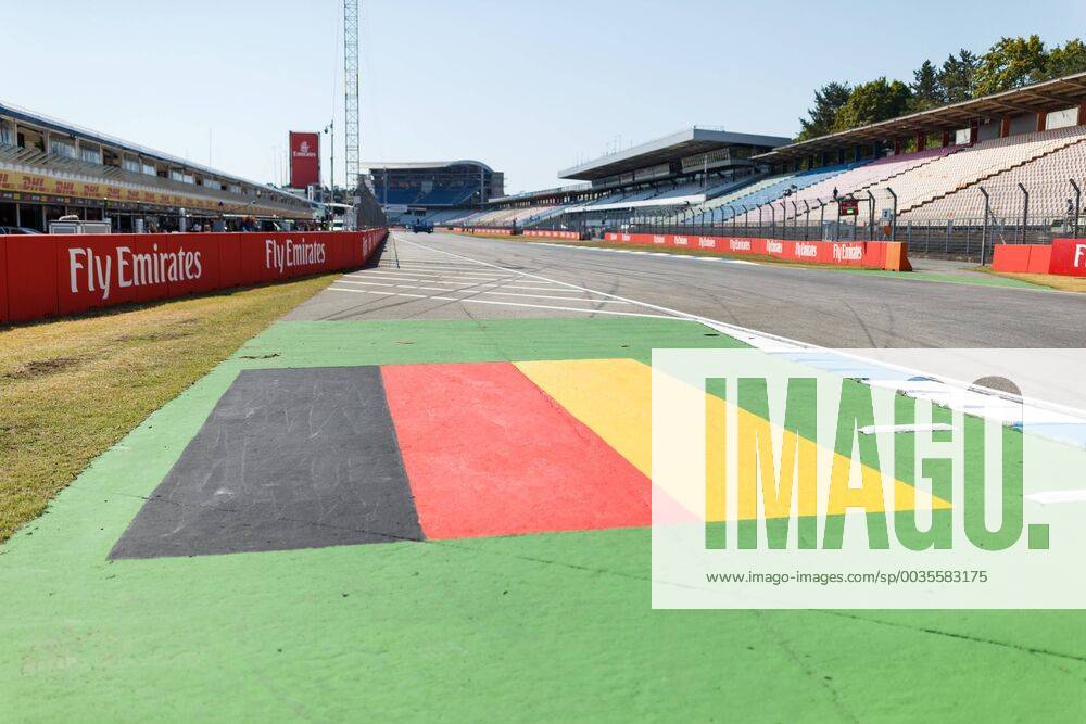 German flag painted on the ground of the track Grand Prix of Germany 2018 Motorsport Formula 1 19 07 2018 German Grand Prix 2018 Motorsport Formula 1 19 07 2018 Hockenheim