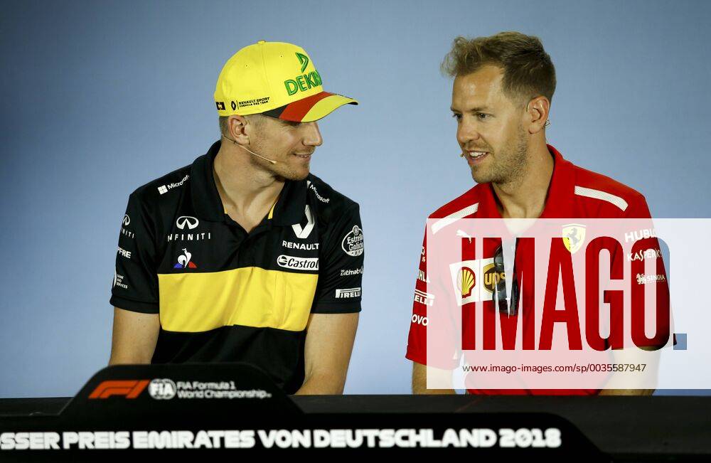Motorsports: FIA Formula One World Championship WM Weltmeisterschaft 2018, Grand Prix of Germany, 27 Nico Hulkenberg (GER, Renault Formula One Team), 5 Sebastian Vettel (GER, Scuderia Ferrari), Hockenheim Germany