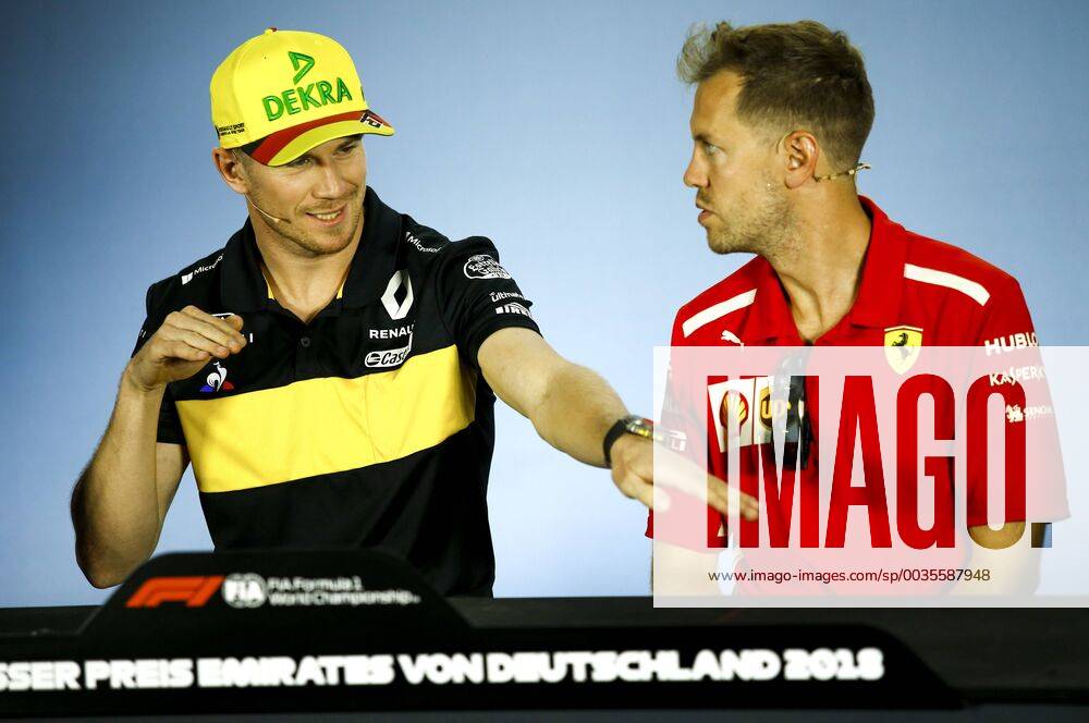 Motorsports: FIA Formula One World Championship WM Weltmeisterschaft 2018, Grand Prix of Germany, 27 Nico Hulkenberg (GER, Renault Formula One Team), 5 Sebastian Vettel (GER, Scuderia Ferrari), Hockenheim Germany