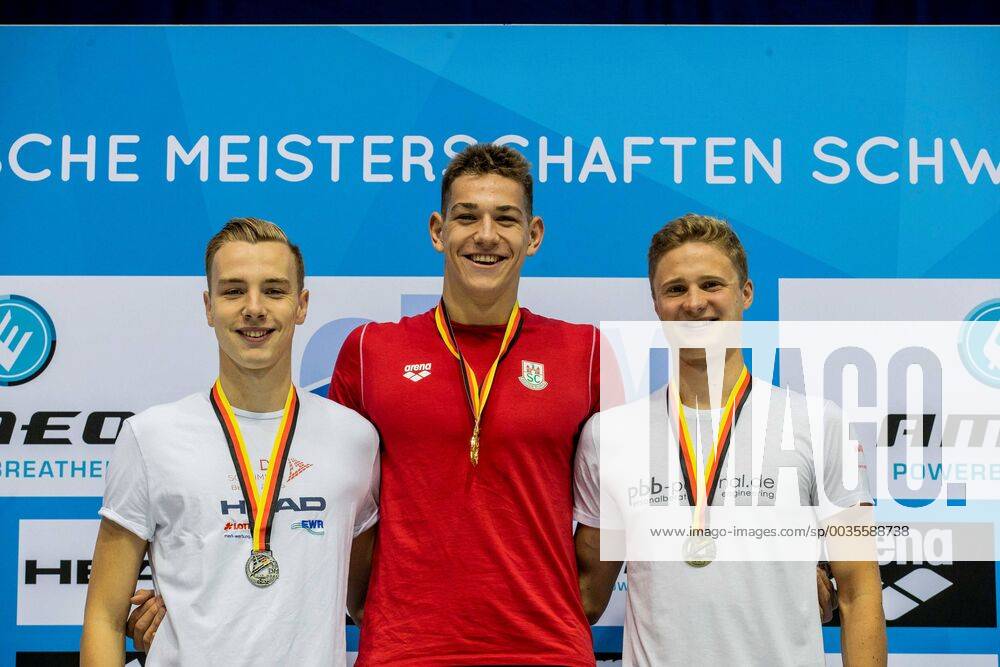 130 International German Swimming Championships 2018 Berlin 19 07 2018 Christian Keber GER SG EEA Rheinhessen Mainz Marius Zobel GER SC Magdeburg Niklas Frach TV Wetzlar Photo JoKleindl Eibner Press Photo 130 International German Swimming Championships 2018 Berlin