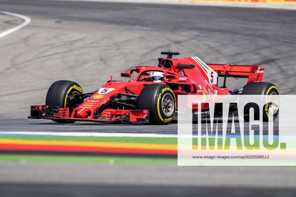 Motorsport Formula 1 season 2018 2019 Training on Friday 20 07 2018 at the Hockenheimring in Hockenheim Germany Sebastian Vettel Scuderia Ferrari turns to the start goal straight