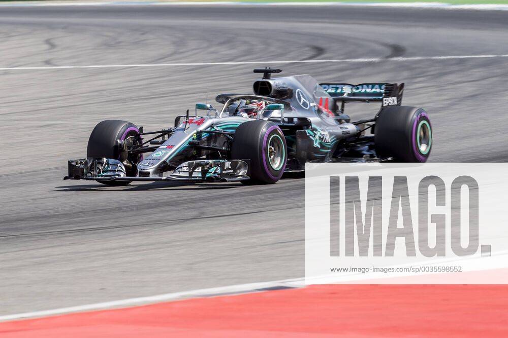 Motorsport Formula 1 season 2018 2019 Training on Friday 20 07 2018 at the Hockenheimring in Hockenheim Germany Lewis Hamilton Mercedes AMG Petronas turns onto the start goal straight