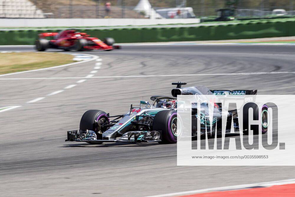 Motorsport Formula 1 season 2018 2019 Training on Friday 20 07 2018 at the Hockenheimring in Hockenheim Germany Lewis Hamilton Mercedes AMG Petronas turns onto the start goal straight
