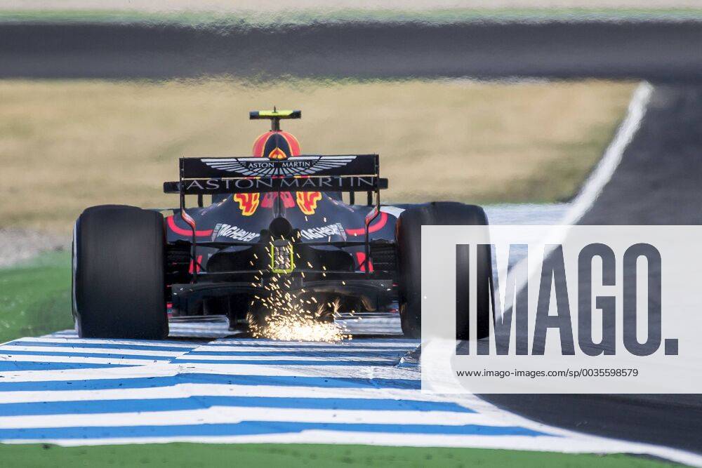 Motorsport Formula 1 season 2018 2019 Training on Friday 20 07 2018 at the Hockenheimring in Hockenheim Germany Max Verstappen Aston Martin Red Bull Racing turns into the Motodrom