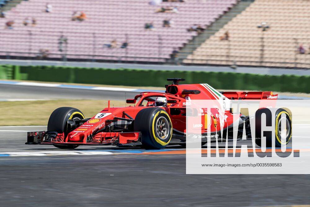 Motorsport Formula 1 season 2018 2019 Training on Friday 20 07 2018 at the Hockenheimring in Hockenheim Germany Sebastian Vettel Scuderia Ferrari turns to the start goal straight