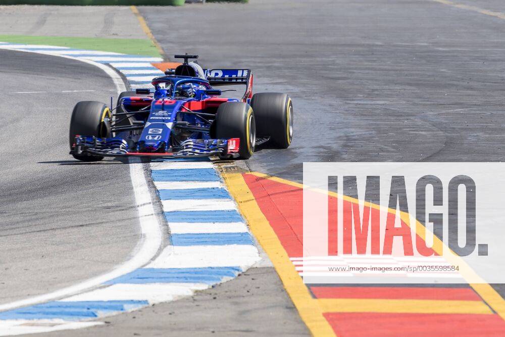 Motorsport Formula 1 season 2018 2019 Training on Friday 20 07 2018 at the Hockenheimring in Hockenheim Germany Brendon Hartley Red Bull Toro Rosso Honda turns to the start goal straight