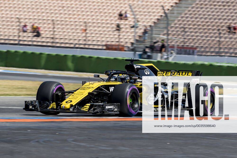 Motorsport Formula 1 season 2018 2019 Training on Friday 20 07 2018 at the Hockenheimring in Hockenheim Germany Nico Hulkenberg Huelkenberg Renault Sport Formula One Team turns to the start goal straight