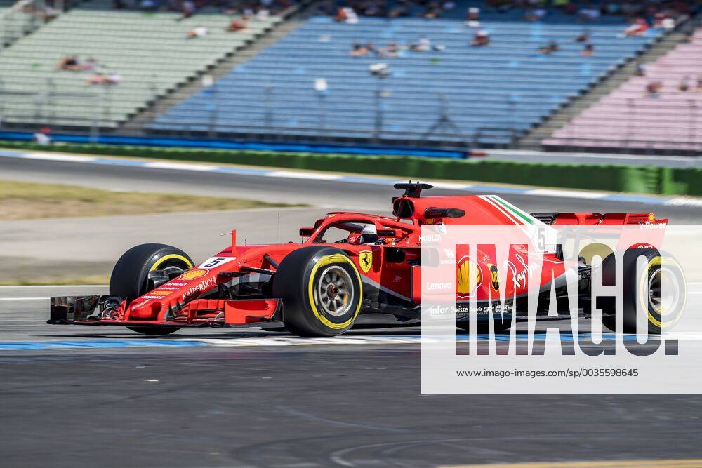 Motorsport Formula 1 season 2018 2019 Training on Friday 20 07 2018 at the Hockenheimring in Hockenheim Germany Sebastian Vettel Scuderia Ferrari turns to the start goal straight