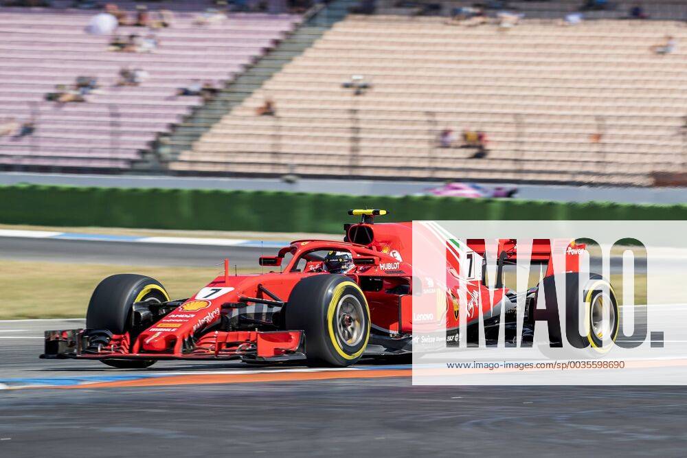 Motorsport Formula 1 season 2018 2019 Training on Friday 20 07 2018 at the Hockenheimring in Hockenheim Germany Kimi Raikkonen Scuderia Ferrari turns onto the start goal straight