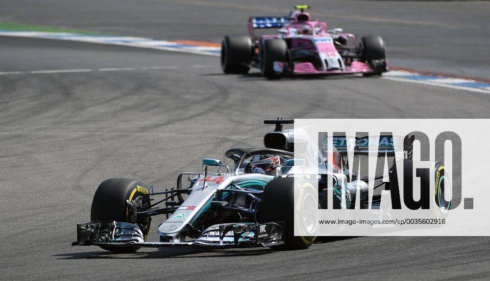 Formula 1 Grand Prix of Germany Grand Prix of Germany 1 Free practice 2018 v l Lewis Hamilton Mercedes AMG Esteban Ocon Force India Mercedes Hockenheim
