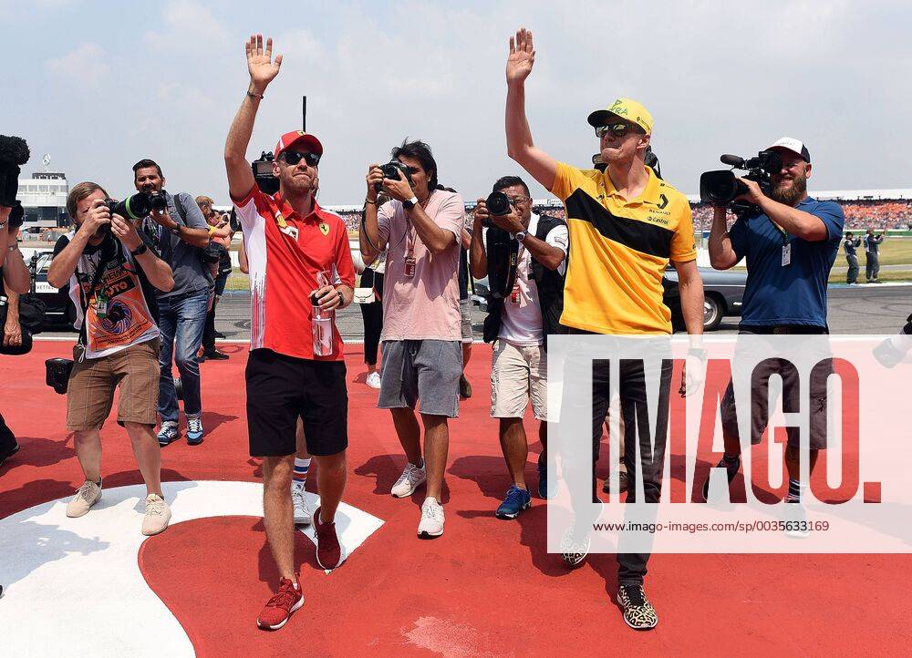 Formula 1 FIA Grand Prix of Germany race 2018 v l Driver parade Sebastian Vettel Ferrari Scuderia Ferrari Nico Hulkenberg Renault Hockenheim