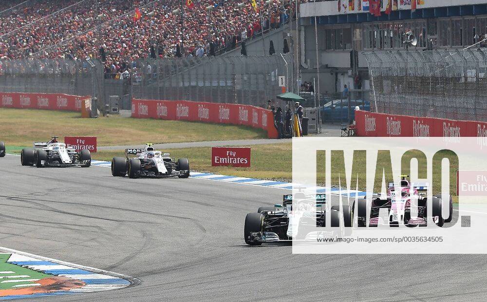 Formula 1 FIA Grand Prix of Germany race 2018 emporer Lewis Hamilton Mercedes AMG overtakes Esteban Ocon Force India Mercedes Hockenheim