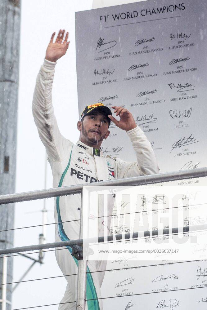 Motorsport Formula 1 Season 2018 2019 Race on Sunday 22 07 2018 at the Hockenheimring in Hockenheim Germany Lewis Hamilton Mercedes AMG Petronas celebrates on the podium