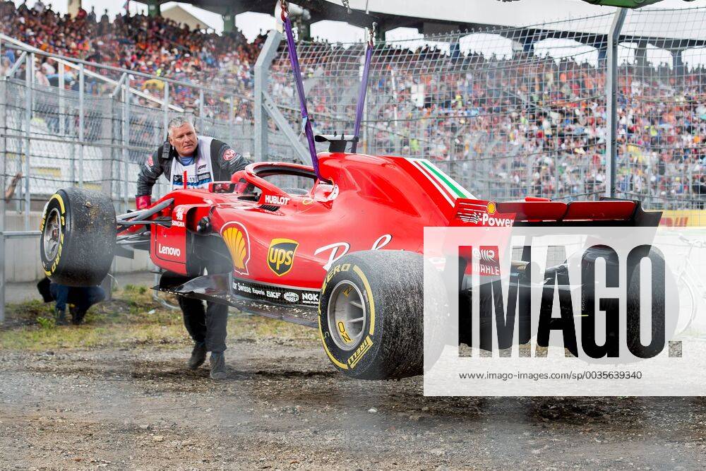 Motorsport Formula 1 Season 2018 2019 Race on Sunday 22 07 2018 at the Hockenheimring in Hockenheim Germany The car of Sebastian Vettel Scuderia Ferrari is transported away