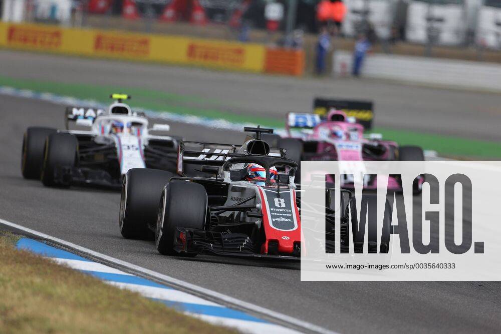 Photo4 LaPresse 22 07 2018 Hockenheimring, Germany Grand Prix Formula One Germany 2018 In the pic: Romain Grosjean (FRA) Haas F1 Team VF-18, Sergio Perez (MEX) Sahara Force India F1 VJM011 and Sergey Sirotkin (RUS) Williams FW41