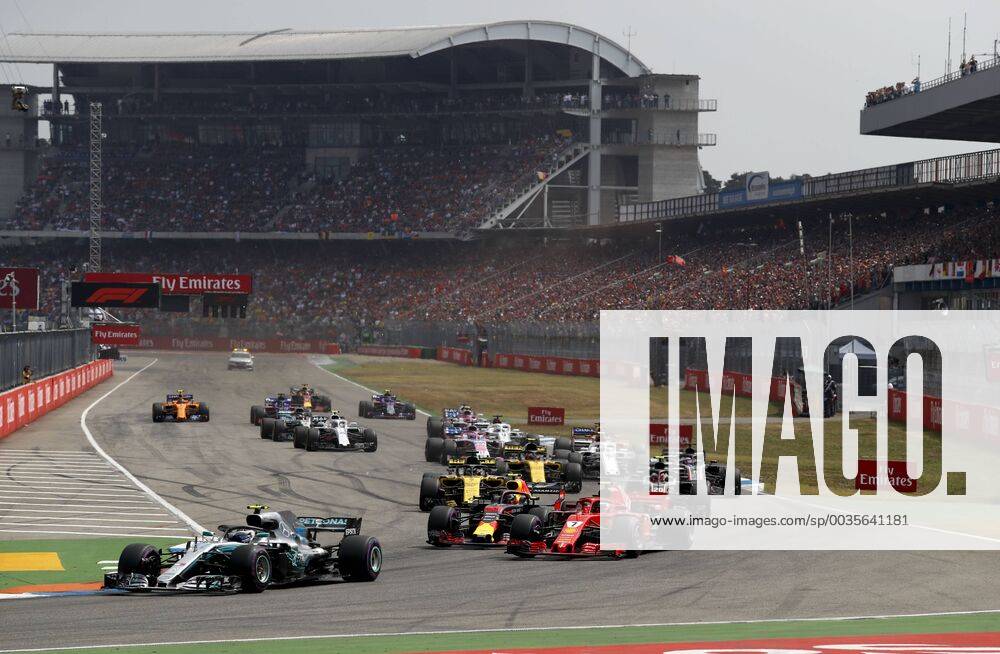 Motorsports: FIA Formula One World Championship WM Weltmeisterschaft 2018, Grand Prix of Germany, Start, 77 Valtteri Bottas (FIN, Mercedes AMG Petronas Motorsport), 7 Kimi Raikkonen (FIN, Scuderia Ferrari), 33 Max Verstappen (NLD, Aston Martin Red Bull Racing), Hockenheim Germany