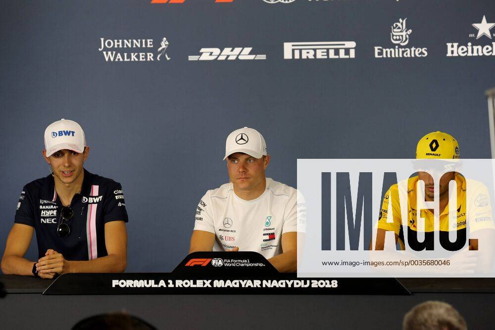 Photo4 LaPresse 26 07 2018 Budapest, Hungary Grand Prix Formula One Hungary 2018 In the pic: press conference PK Pressekonferenz Esteban Ocon (FRA) Sahara Force India F1 VJM11 Valtteri Bottas (FIN) Mercedes AMG F1 W09 Carlos Sainz Jr (ESP) Renault Sport F1 Team RS18