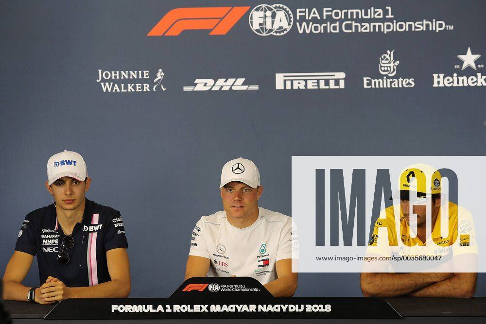 Photo4 LaPresse 26 07 2018 Budapest, Hungary Grand Prix Formula One Hungary 2018 In the pic: press conference PK Pressekonferenz Esteban Ocon (FRA) Sahara Force India F1 VJM11 Valtteri Bottas (FIN) Mercedes AMG F1 W09 Carlos Sainz Jr (ESP) Renault Sport F1 Team RS18